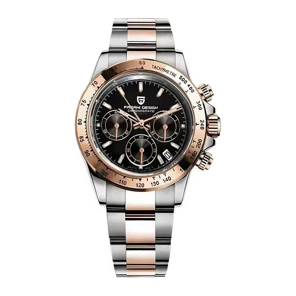 Pagani Design Chronograph in Black, Two-Tone Rose