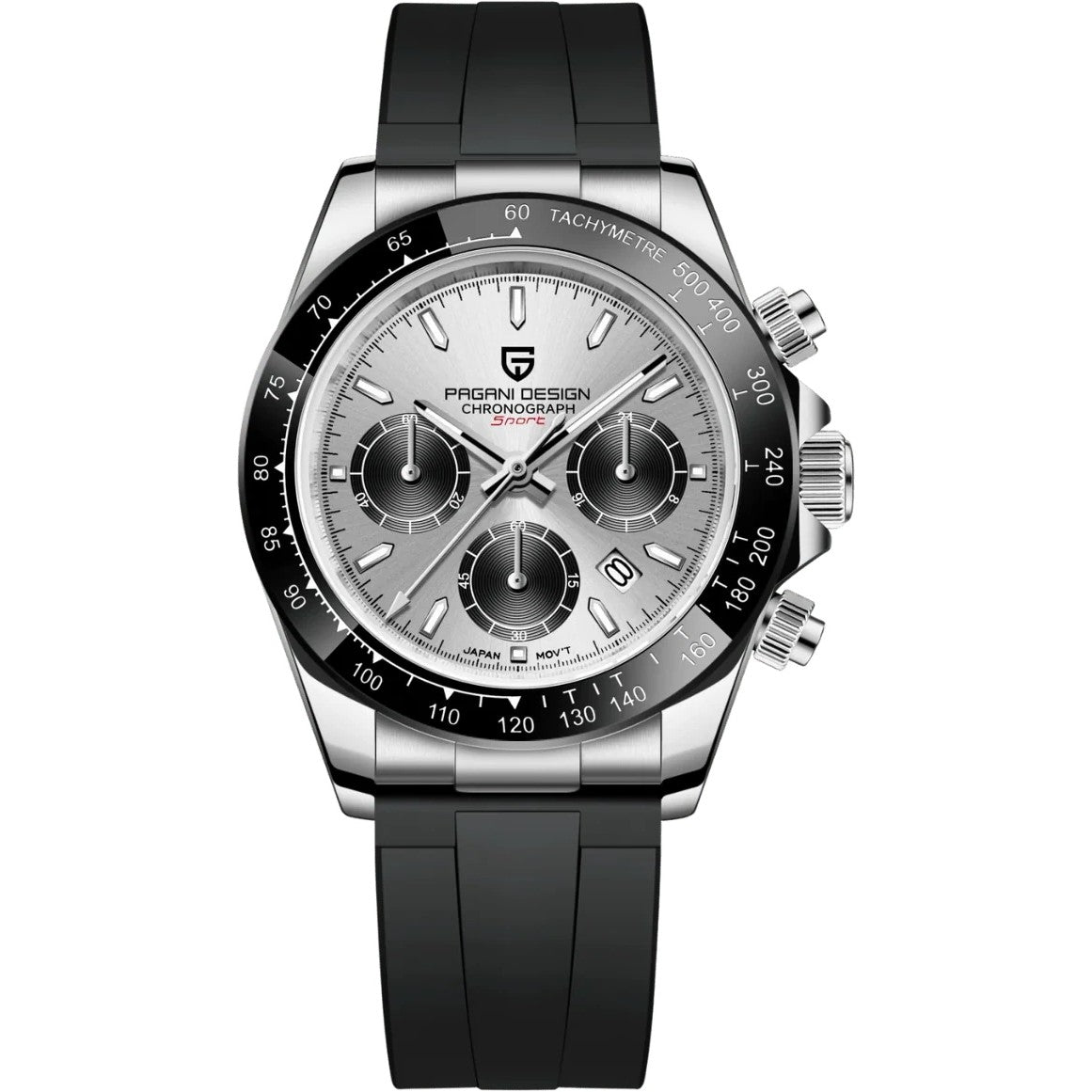 Pagani Design Chronograph in Gray, Steel, Black Strap