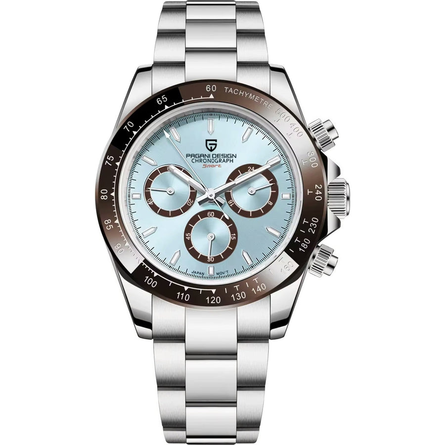 Pagani Design Chronograph in Ice Blue, Brown Bezel