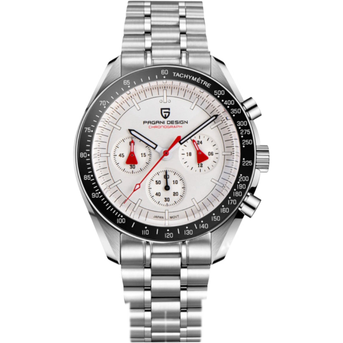 Pagani Design Classic Chronograph in White, Red Hands