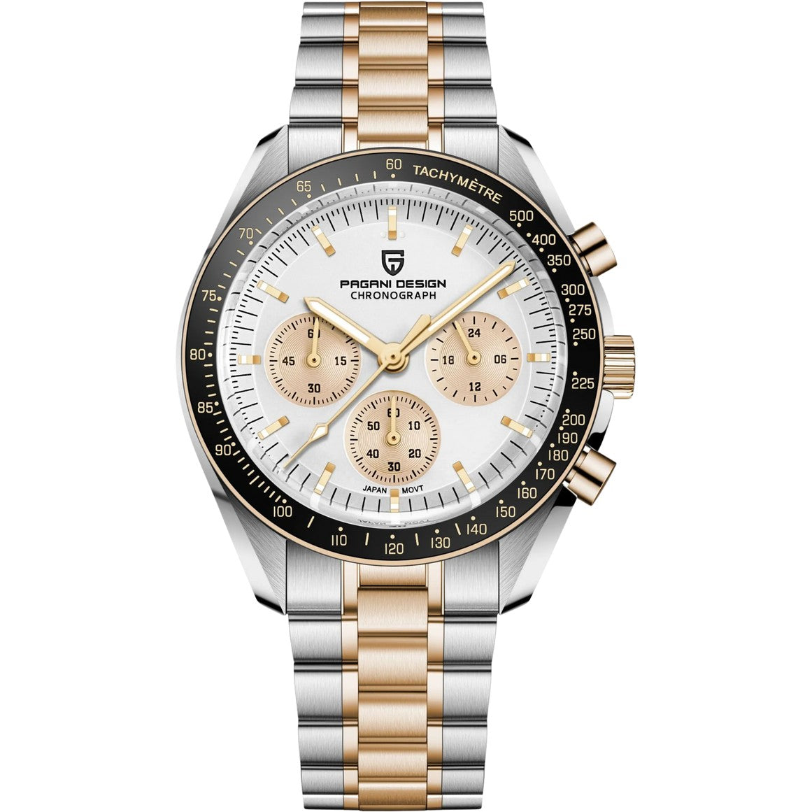 Pagani Design Classic Chronograph in White, Two-Tone Rose