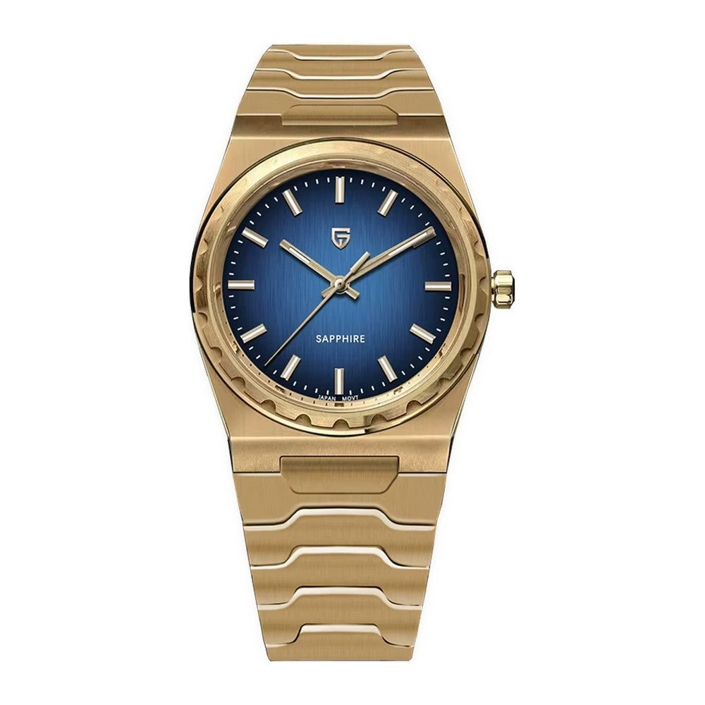 Pagani Design Faceted Bezel in Blue, Gold Tone