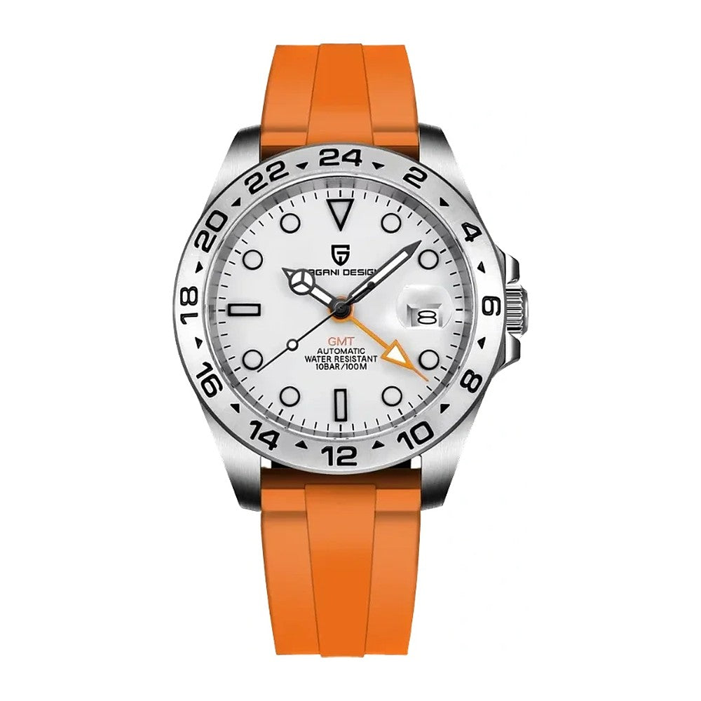 Pagani Design Field GMT in White, Orange Strap