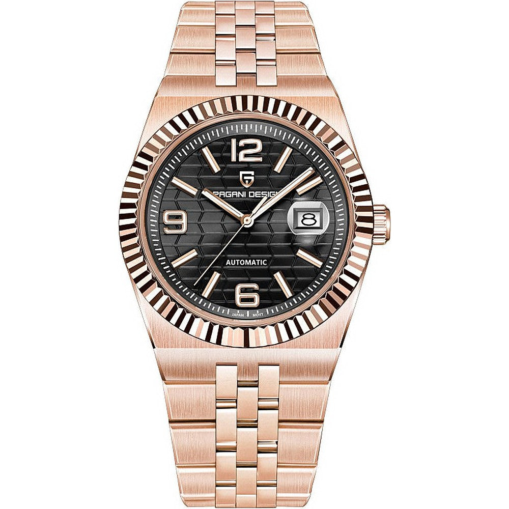 Pagani Design Textured Dial in Black, Rose Gold Tone