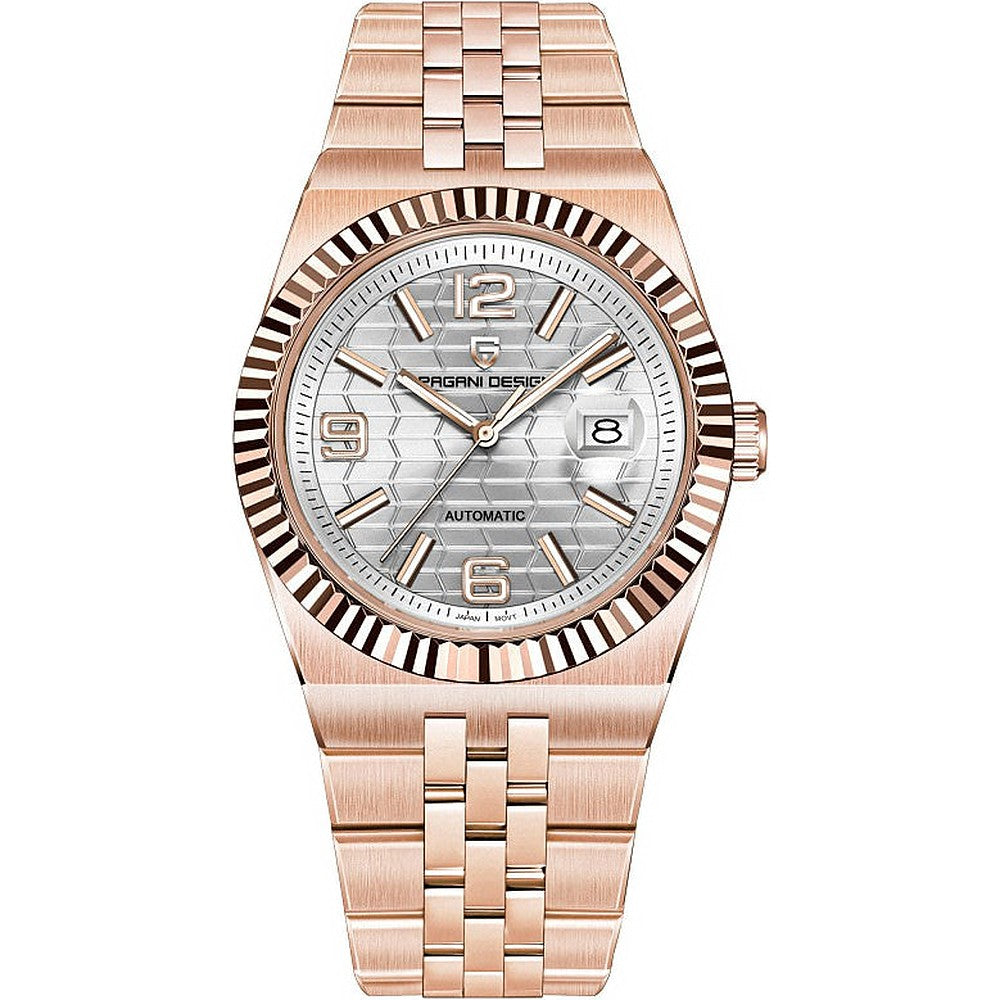 Pagani Design Textured Dial in Silver, Rose Gold Tone